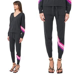 WISPR Funky Chevron Stripe Pink Bolt Gray Joggers Medium Cotton Silk Sweatpants